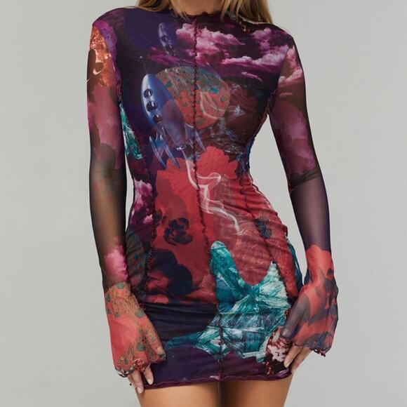 House of CB Multicolor Printed Mini Dress - Picture 1 of 6